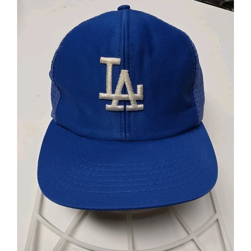Vtg Official Licensee MLB LA Dodgers Blue Mesh Trucker Hat Snapback Excellent